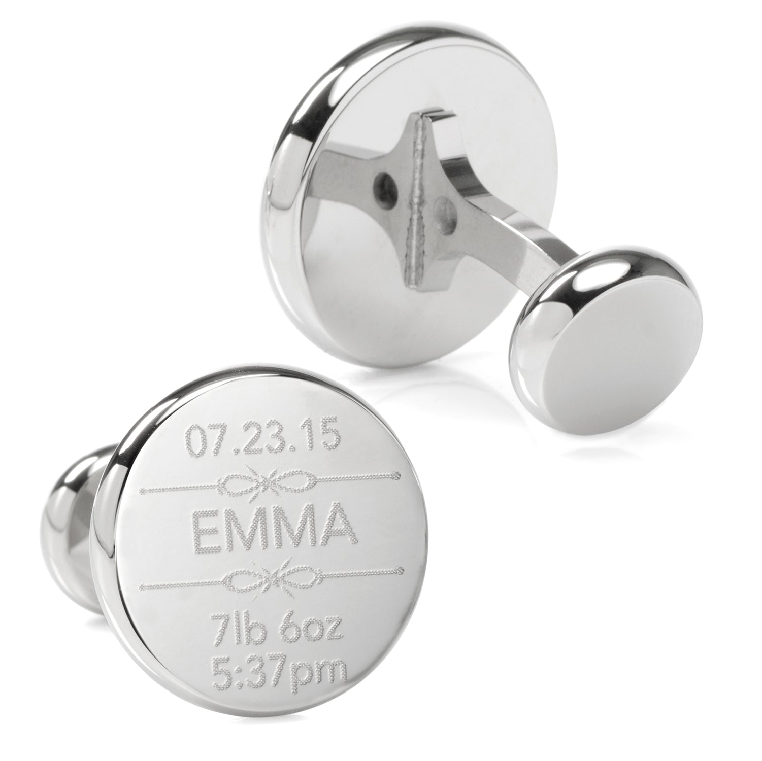 Birth Details Custom Photo Engravable Cufflinks - My Men's Shop