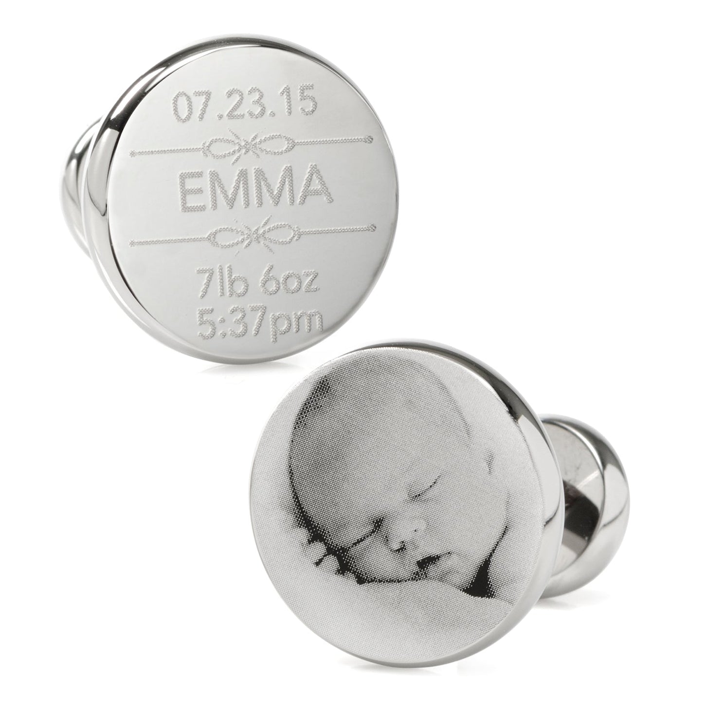 Gemelos Grabables con Foto Personalizada de Datos de Nacimiento