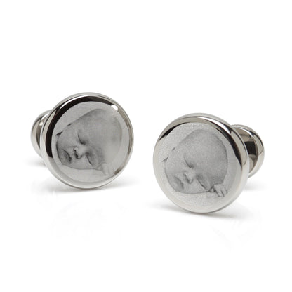 Custom Engraved Round Photo Cufflinks - My Men's Shop