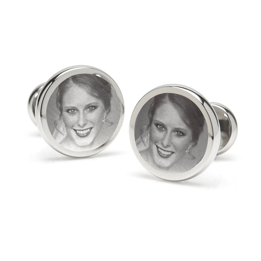 Custom Engraved Round Photo Cufflinks - My Men's Shop