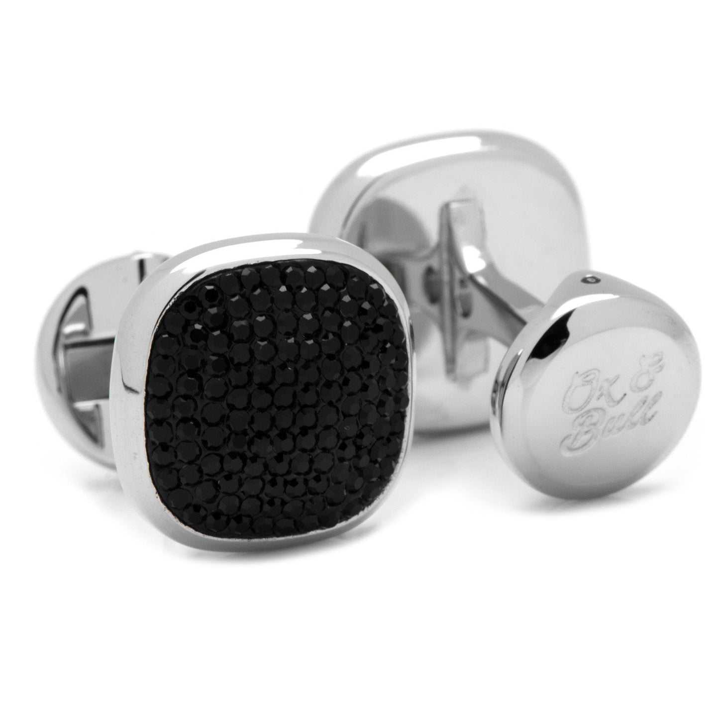 Mixed Pave Crystal and Onyx 5-Stud Set