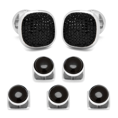 Mixed Pave Crystal and Onyx 5-Stud Set