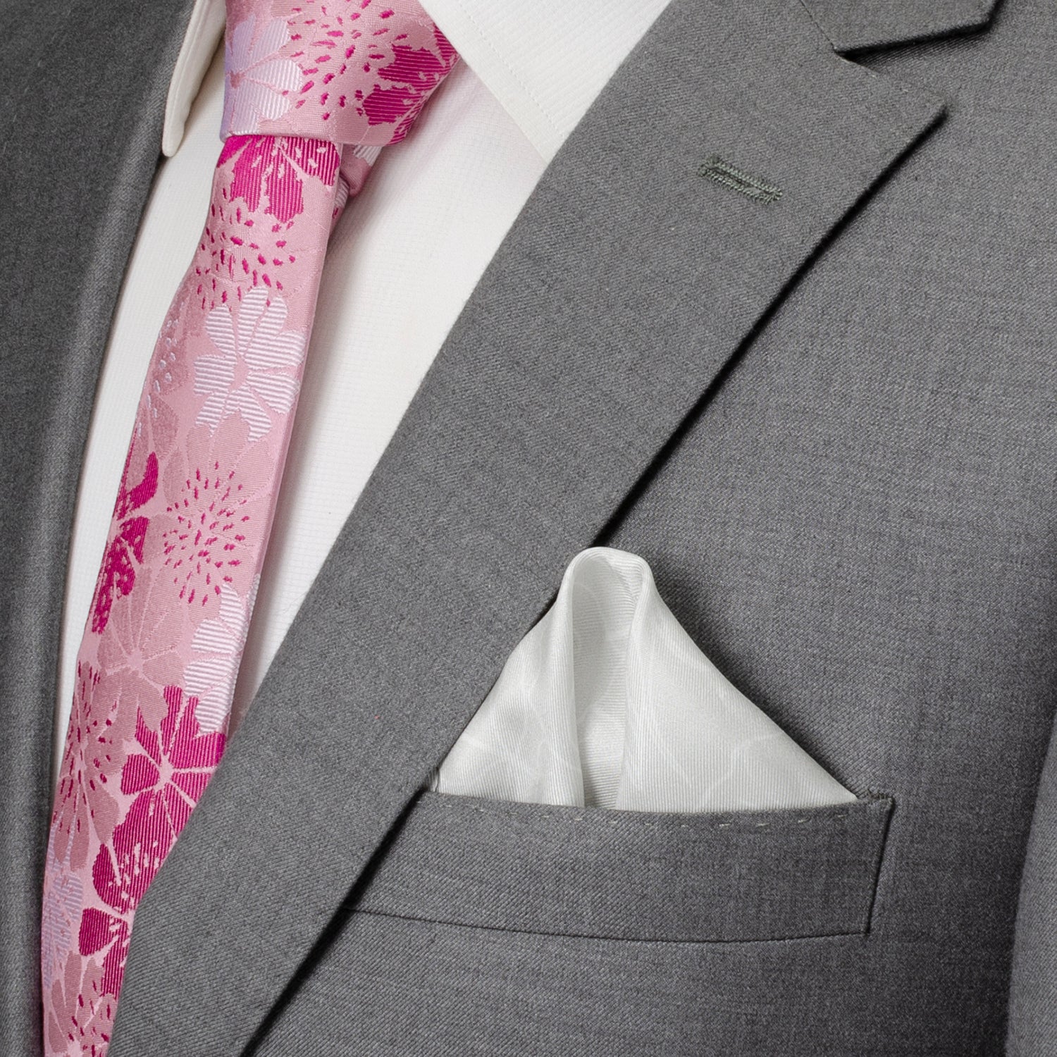 Soft Floral Gray Silk Men's Pocket Square - My Men's Shop