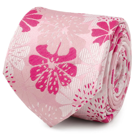Corbata de hombre con diseño floral rosa