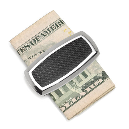 Stainless Steel Inlaid Black Carbon Fiber Money Clip - My Men's Shop