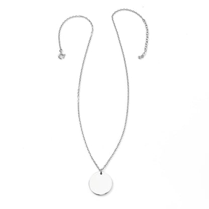 Stainless Steel Engravable Round Pendant Women's Necklace