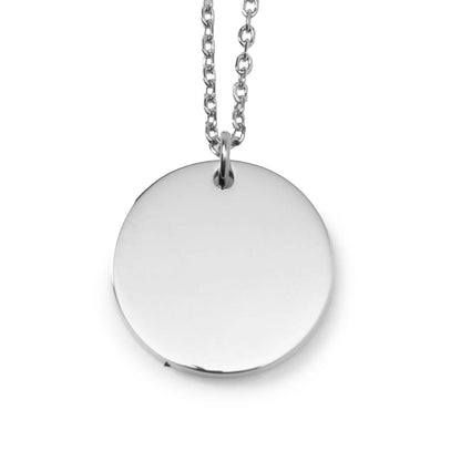 Stainless Steel Engravable Round Pendant Women's Necklace