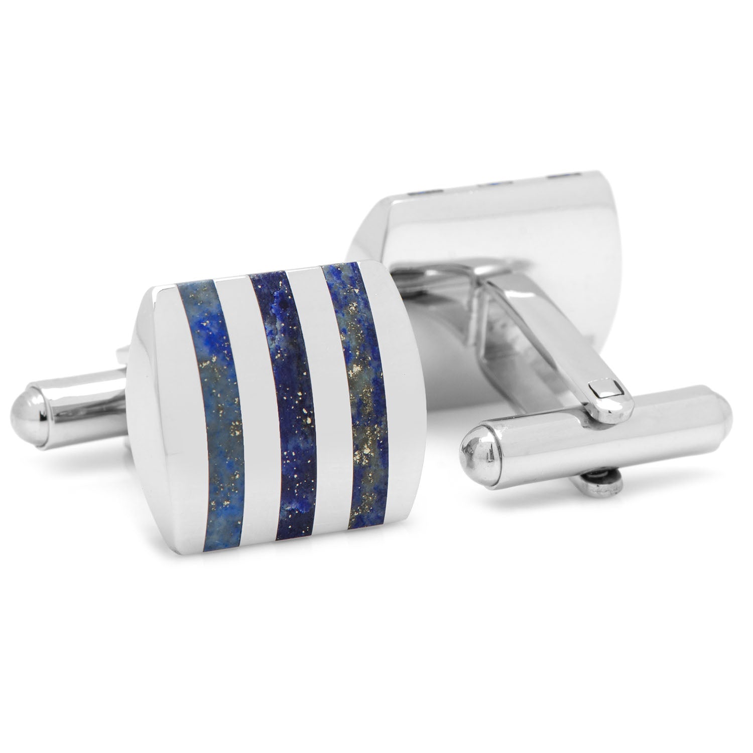 Stainless Steel Striped Lapis Cufflinks - My Men's Shop