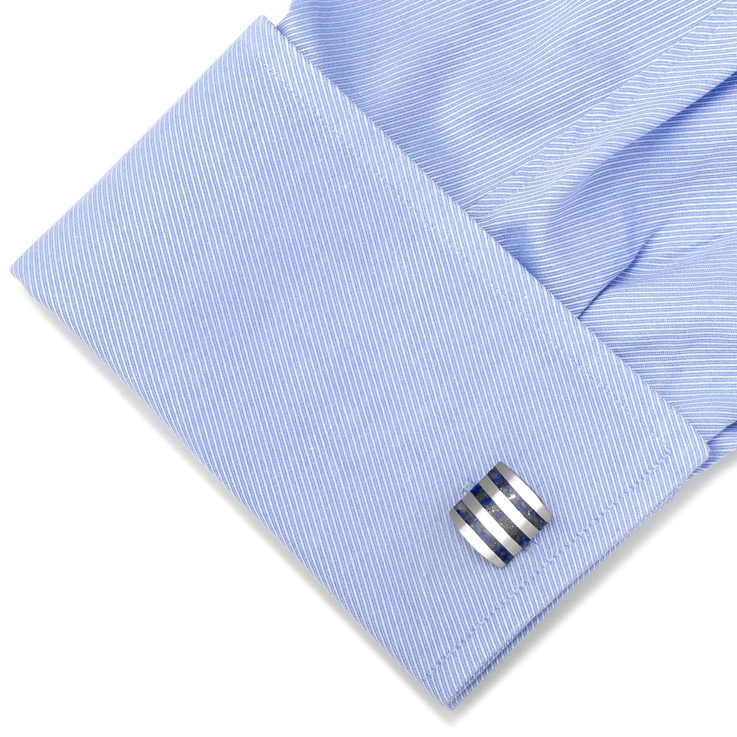 Stainless Steel Striped Lapis Cufflinks - My Men's Shop