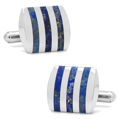 Stainless Steel Striped Lapis Cufflinks - My Men's Shop
