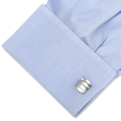 Stainless Steel Striped Mother of Pearl Cufflinks - My Men's Shop