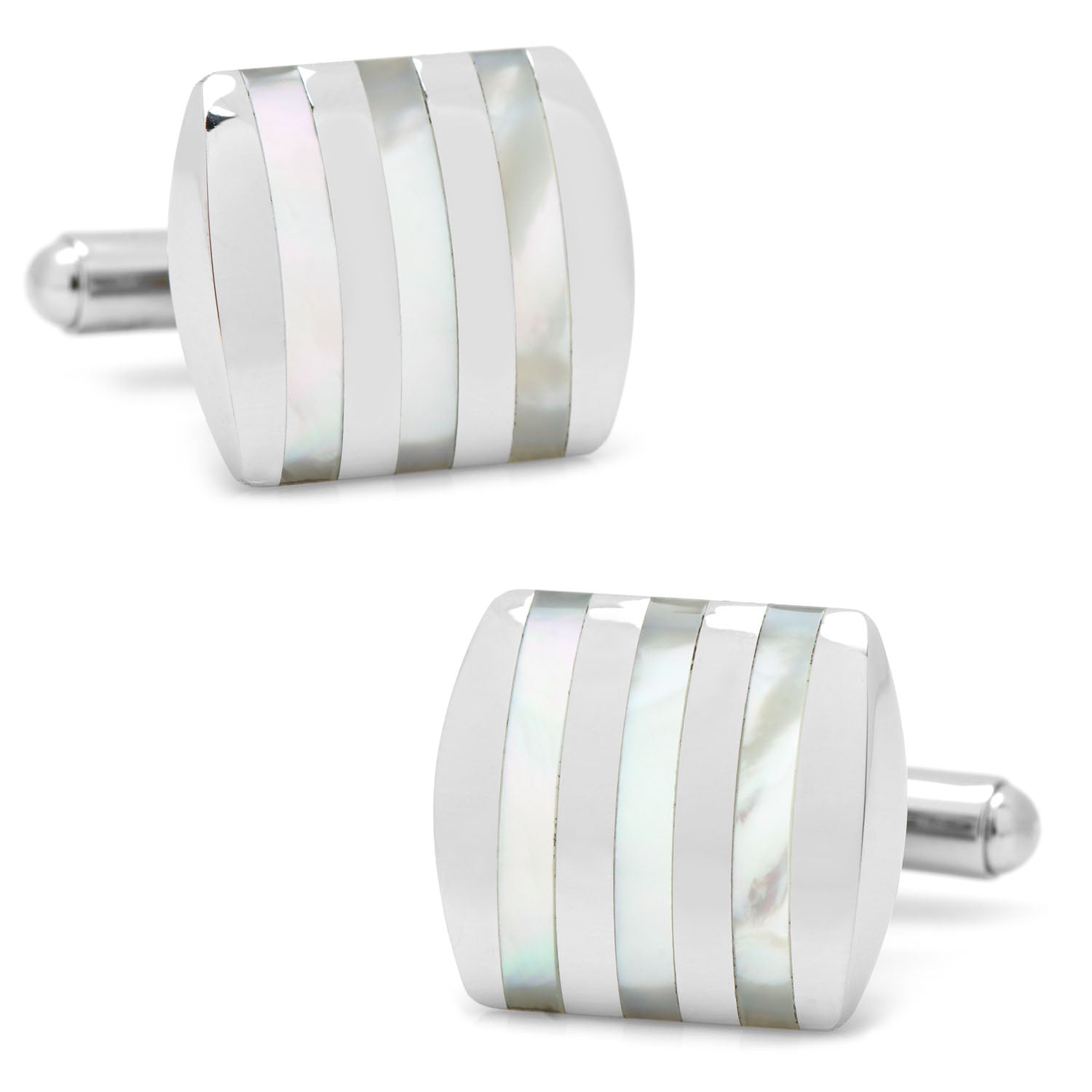 Stainless Steel Striped Mother of Pearl Cufflinks - My Men's Shop