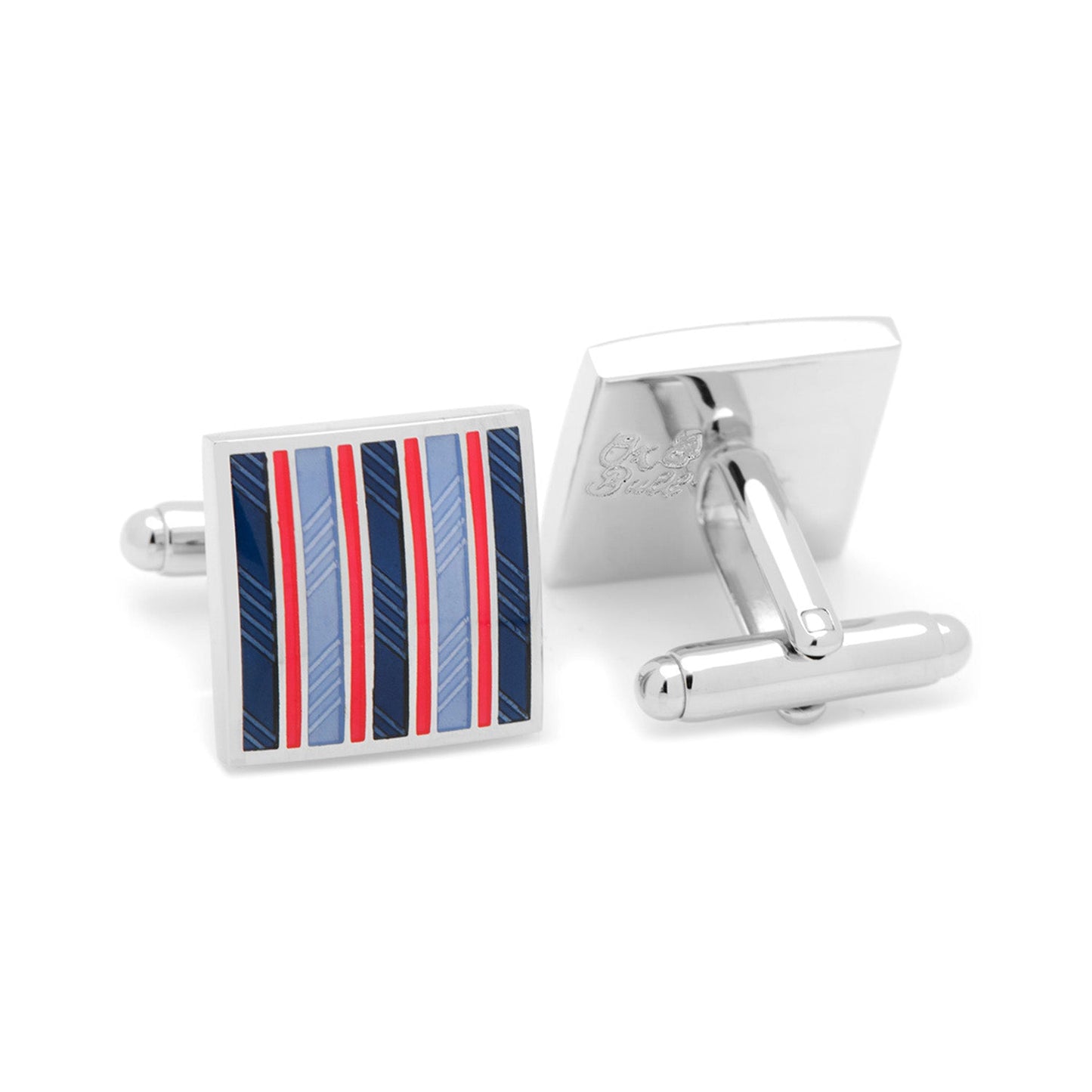 Red and Navy Striped Square Cufflinks - My Men's Shop