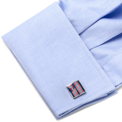 Red and Navy Striped Square Cufflinks - My Men's Shop