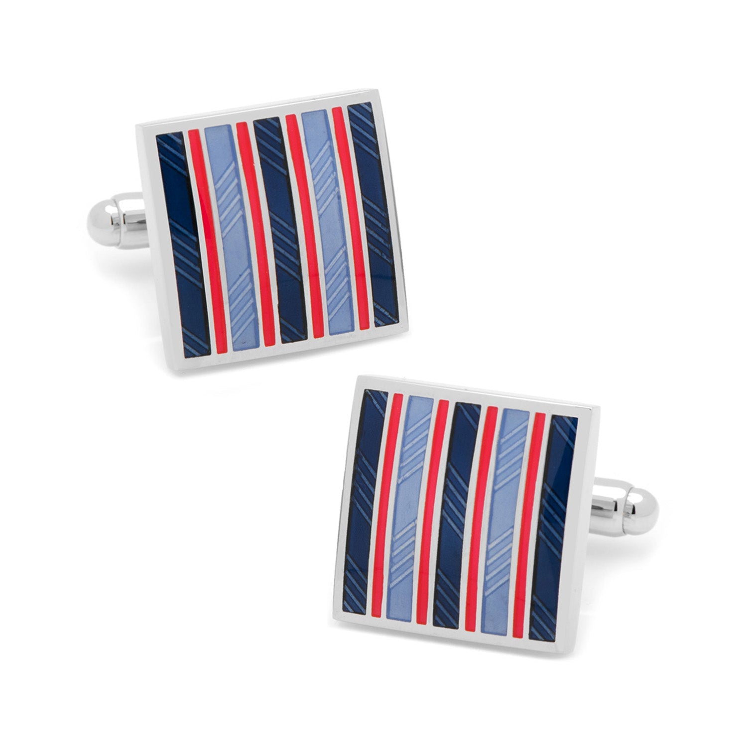 Red and Navy Striped Square Cufflinks - My Men's Shop
