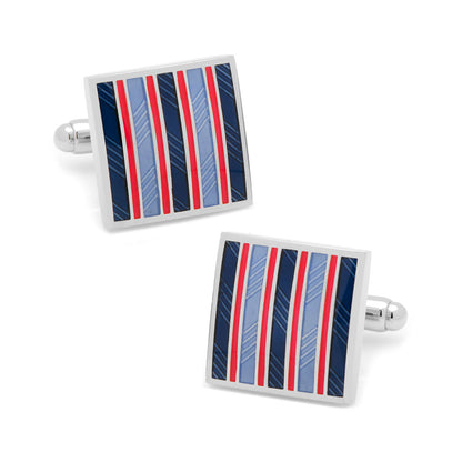 Red and Navy Striped Square Cufflinks - My Men's Shop