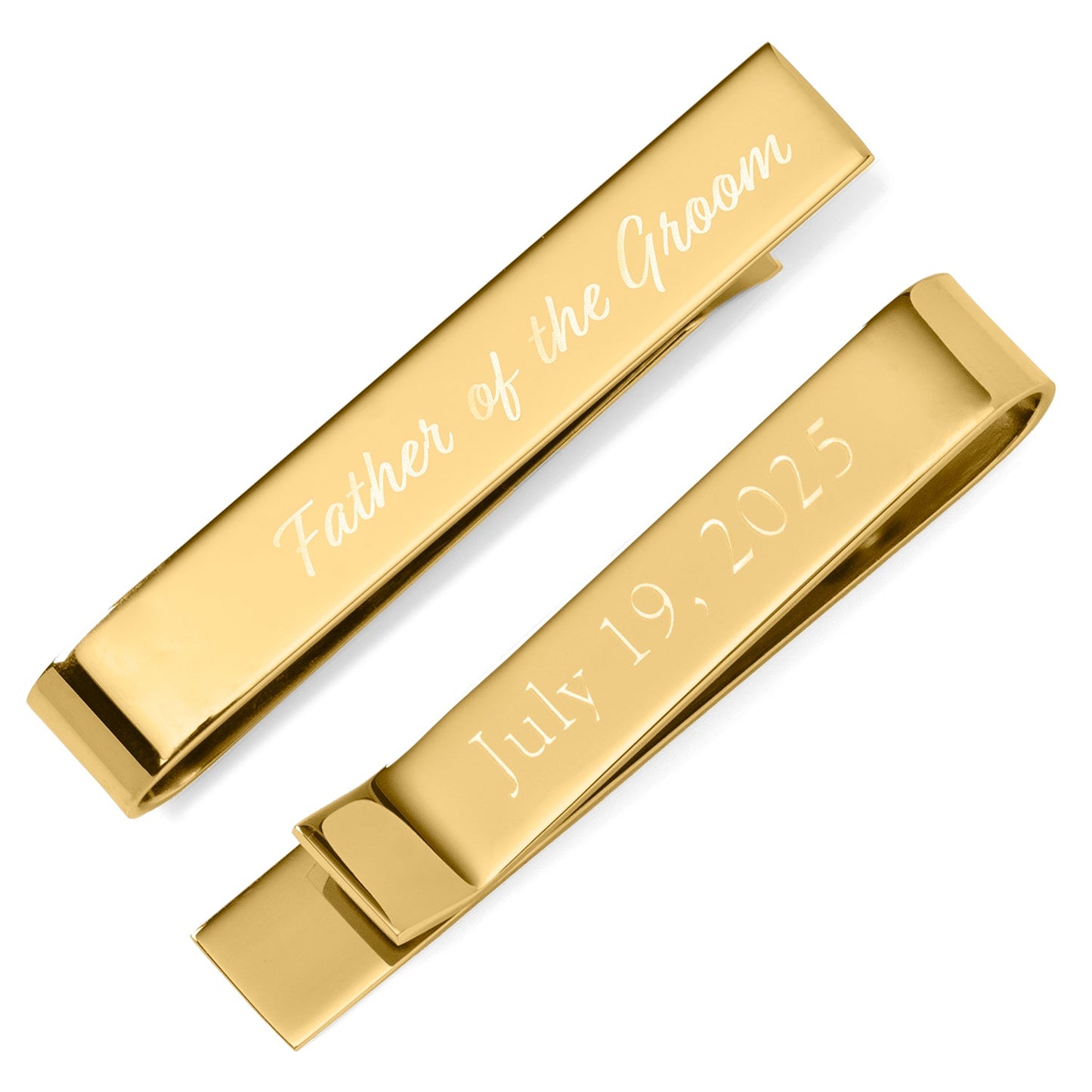 Wedding Title Engravable Gold Tie Bar