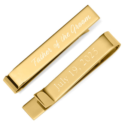 Wedding Title Engravable Gold Tie Bar