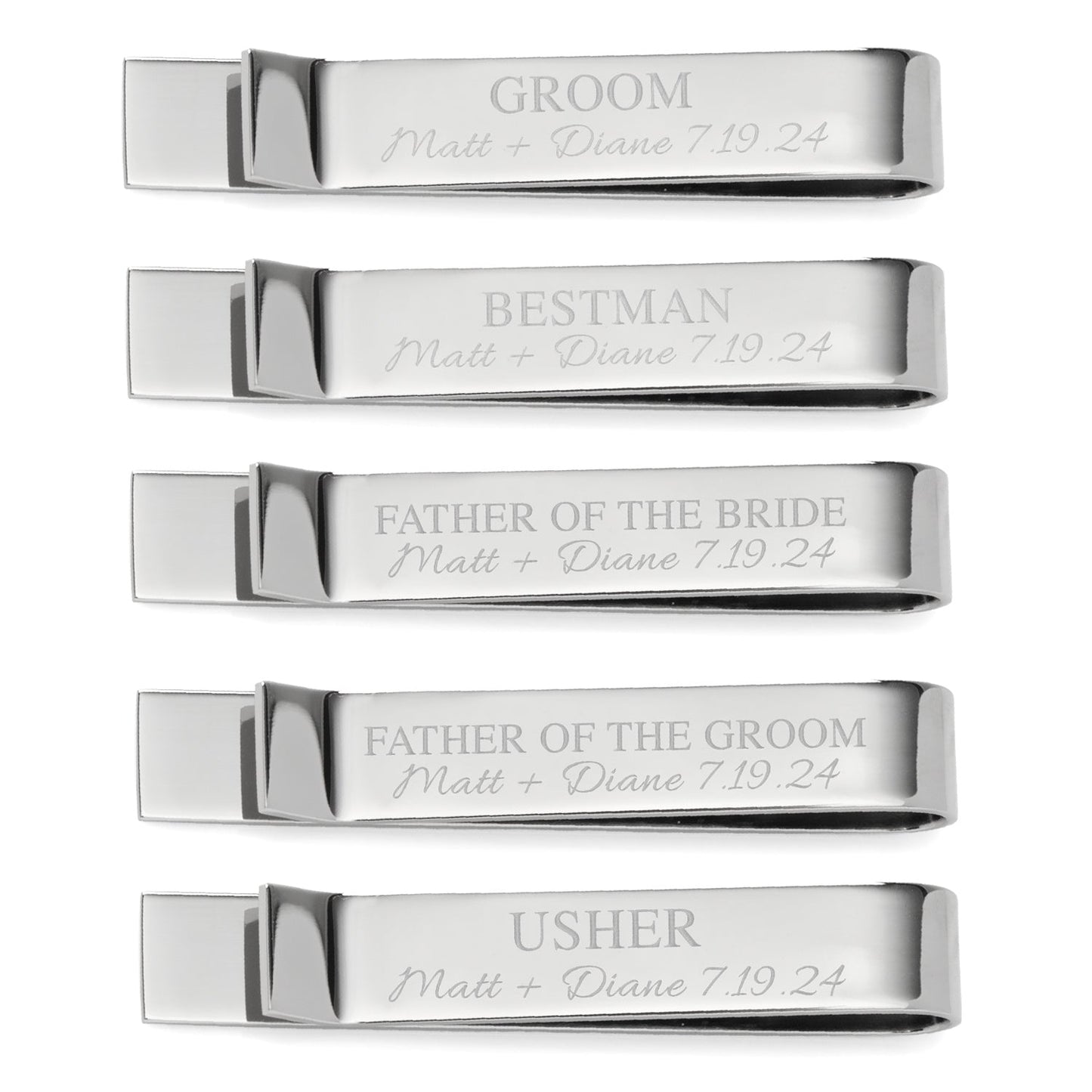 Wedding Party Engravable Tie Bar