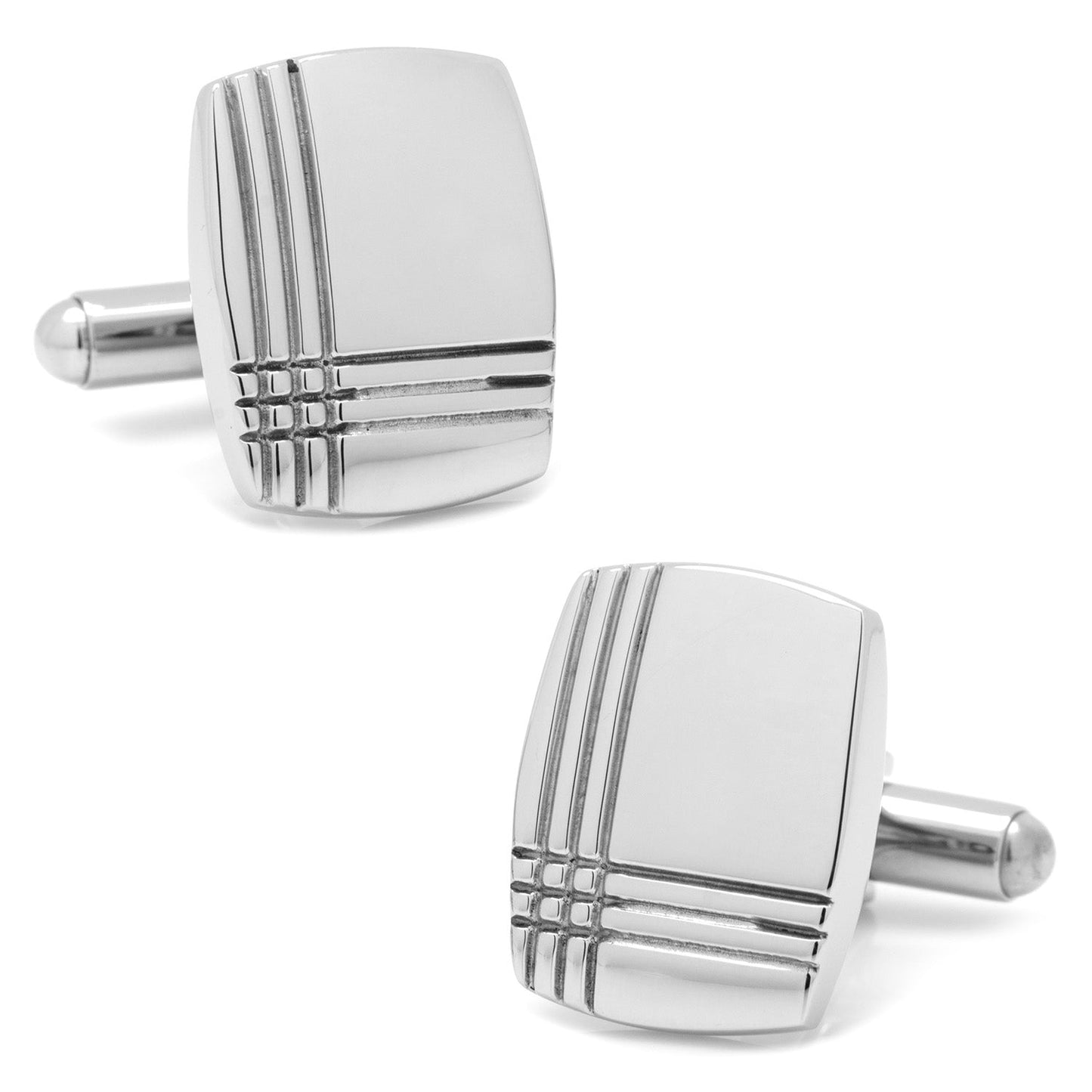 Gemelos de Plata de Ley con Diseño Tartán Escocés