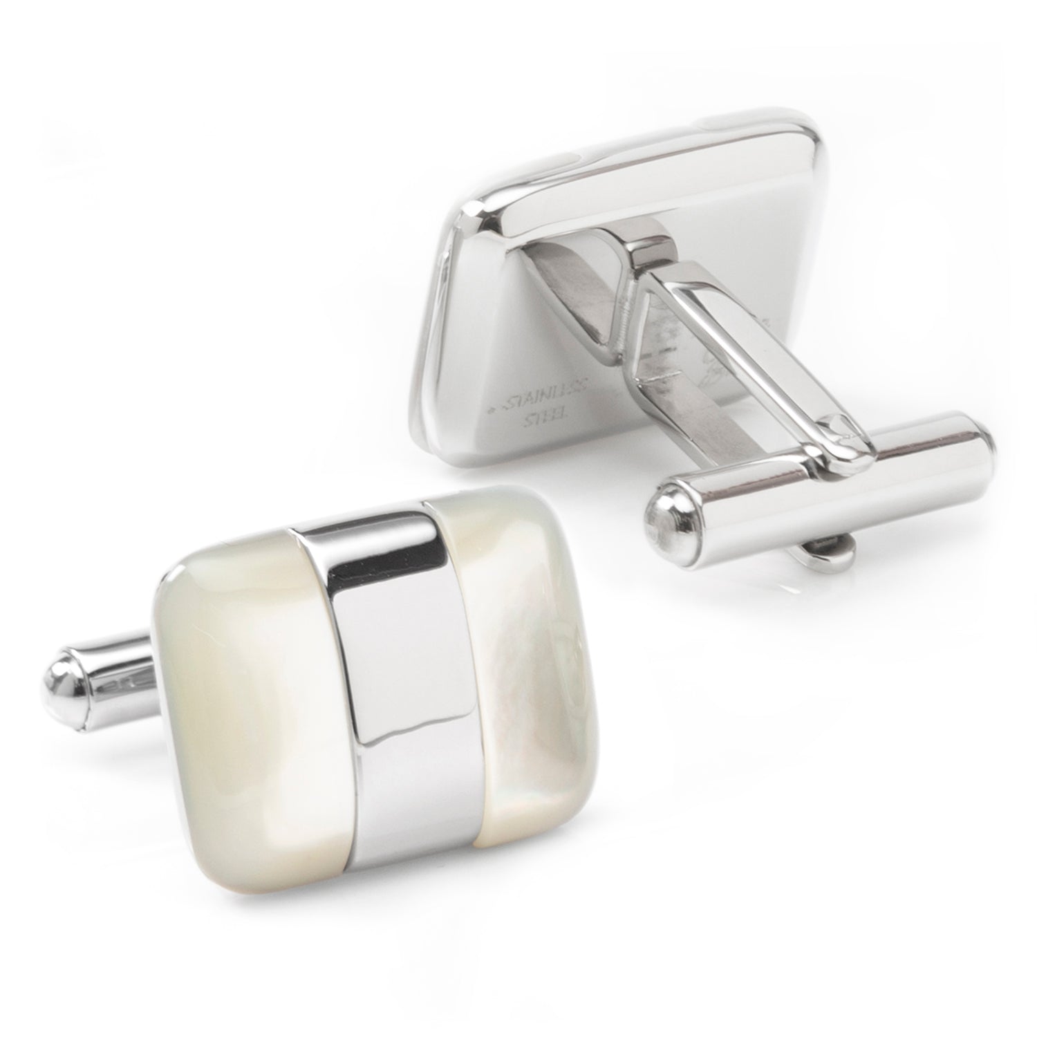 Silver Wrapped White Mother of Pearl Cufflinks - My Men's Shop