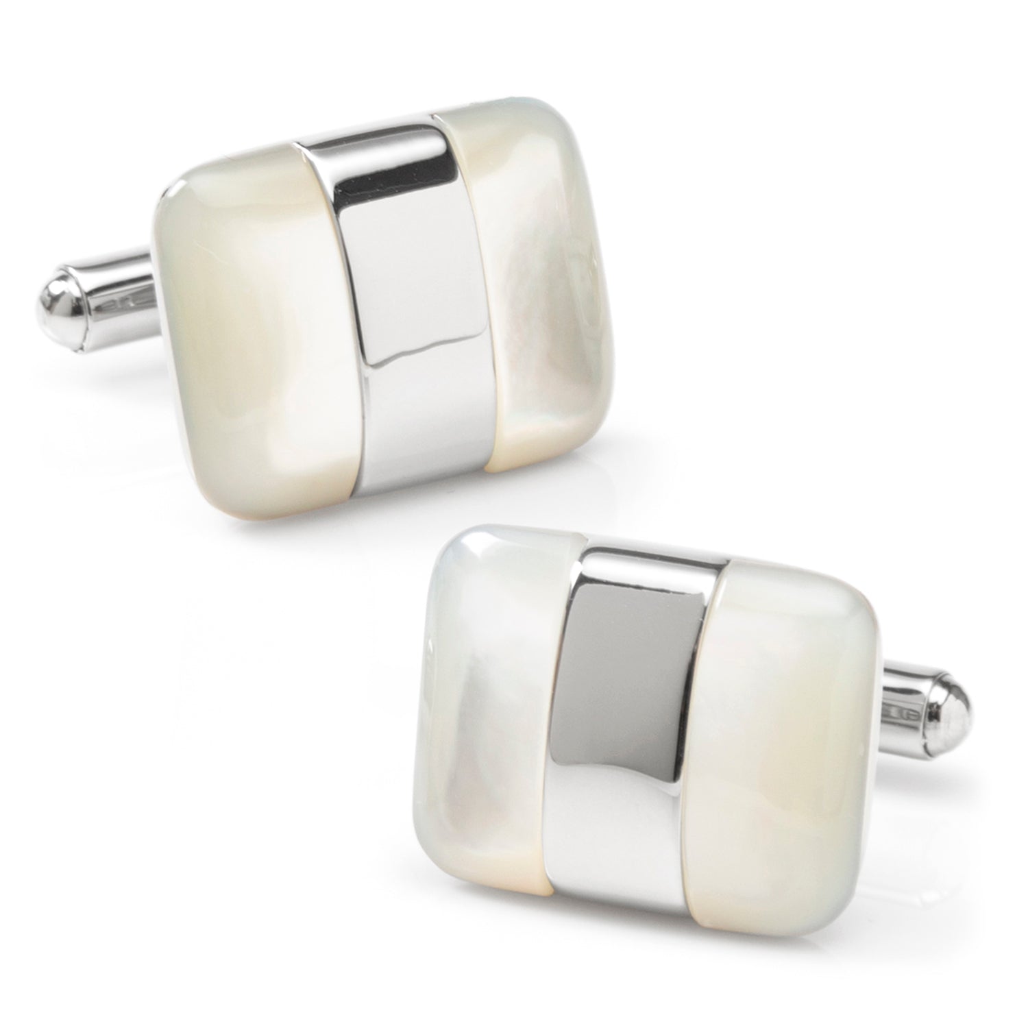 Silver Wrapped White Mother of Pearl Cufflinks - My Men's Shop