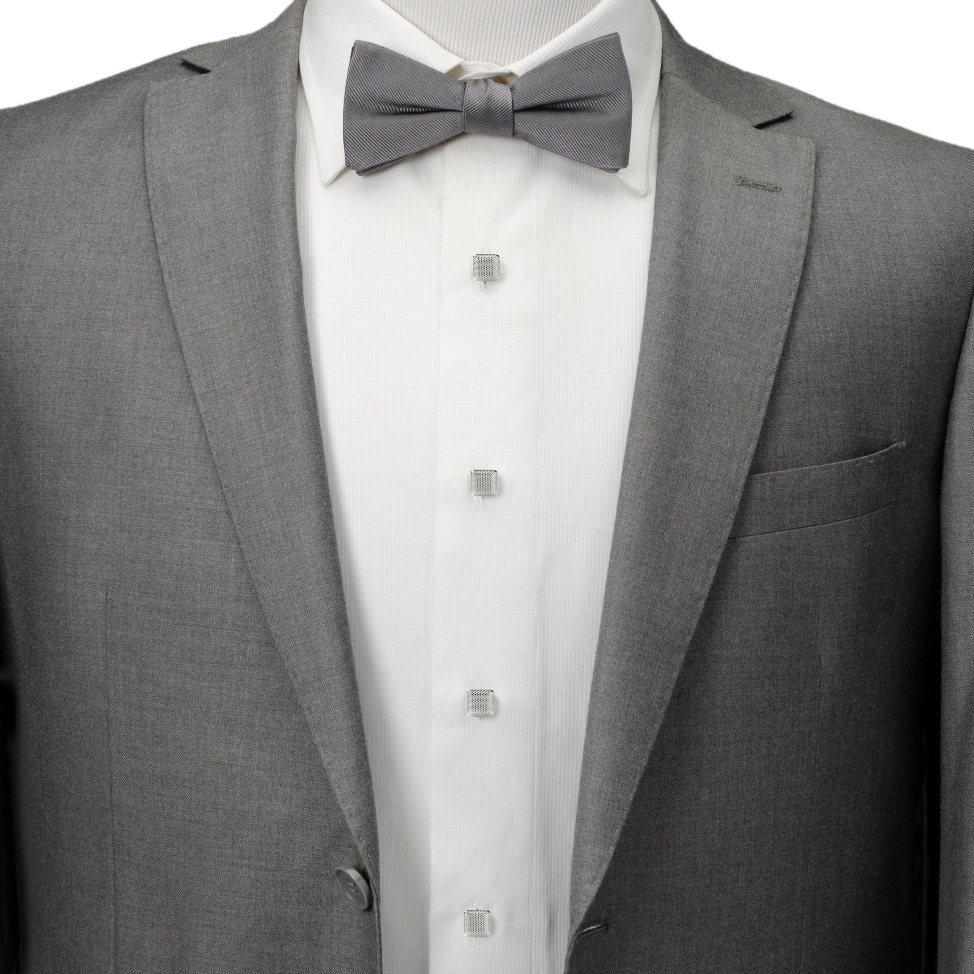 Silver Textured Square Studs - My Men's Shop