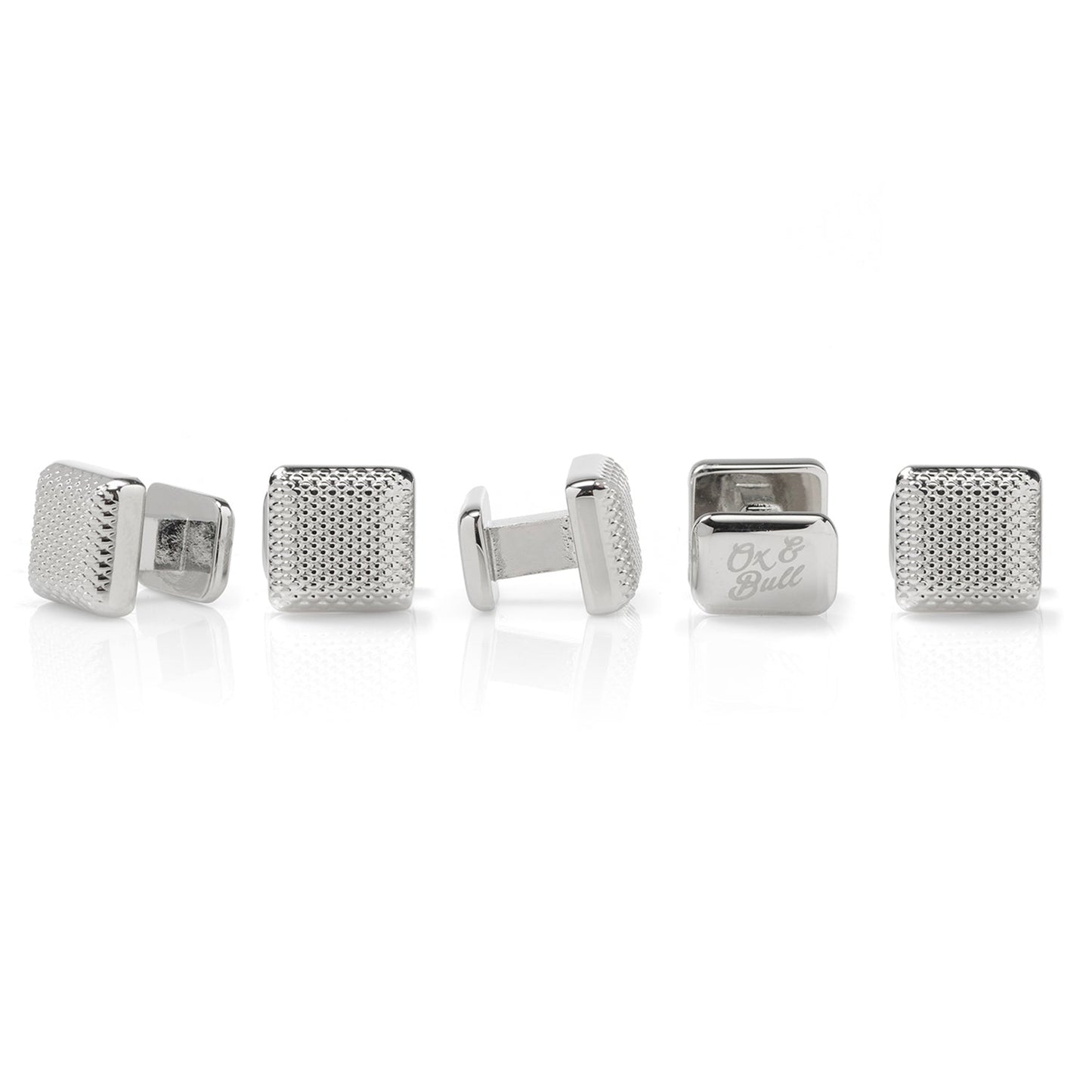 Silver Textured Square Studs - My Men's Shop