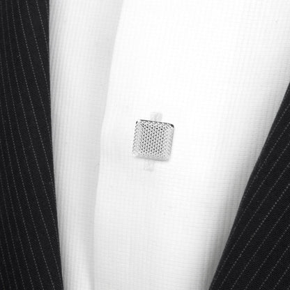 Pendientes cuadrados con textura plateada
