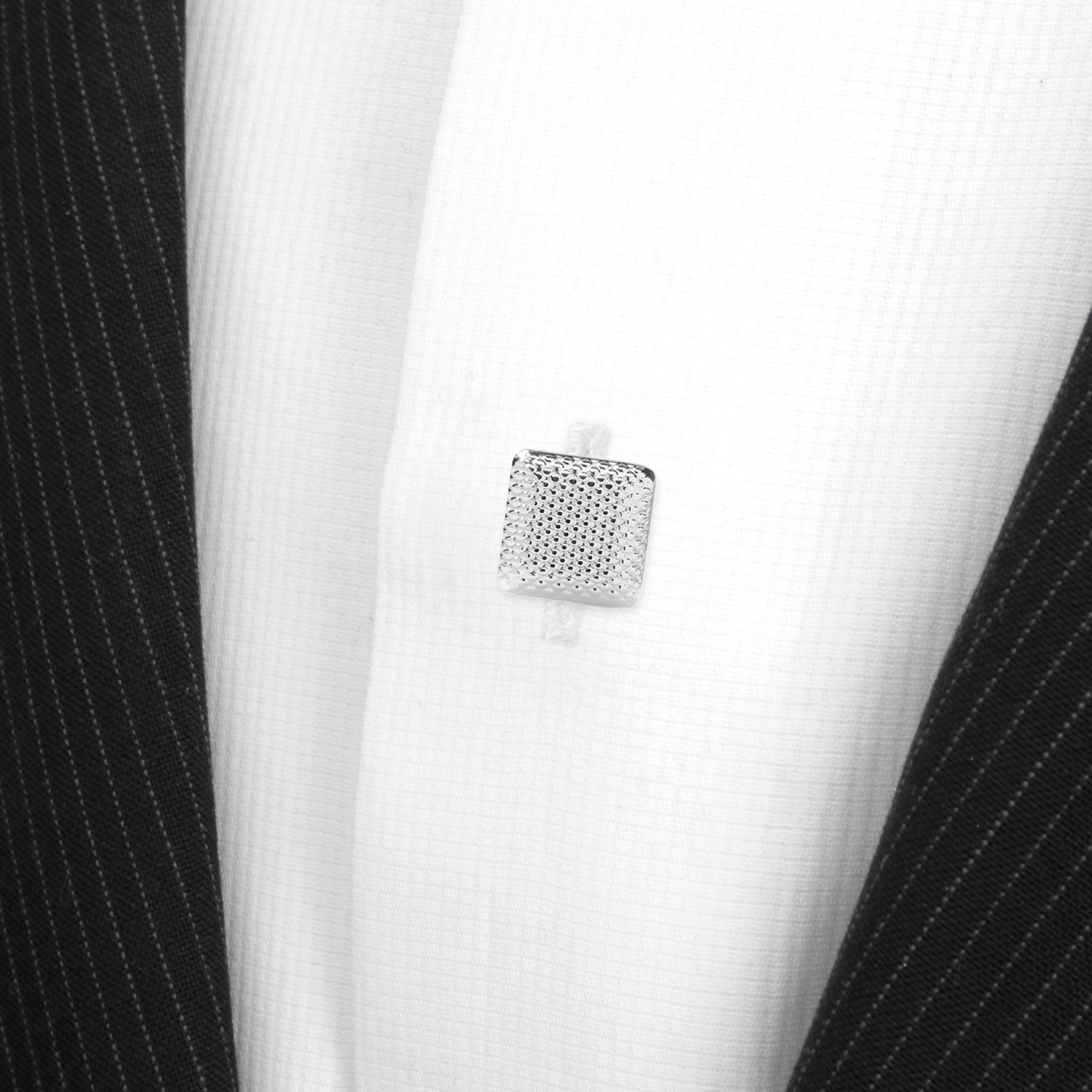 Silver Textured Square Studs - My Men's Shop