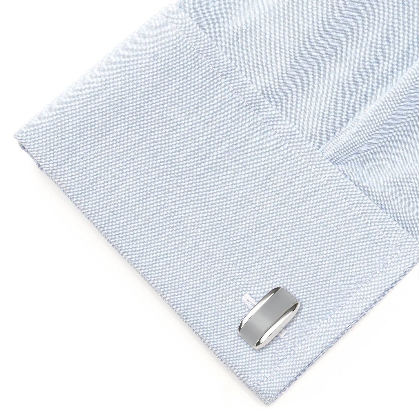 Silver Rectangular Cufflink with Gray Cats Eye - My Men's Shop
