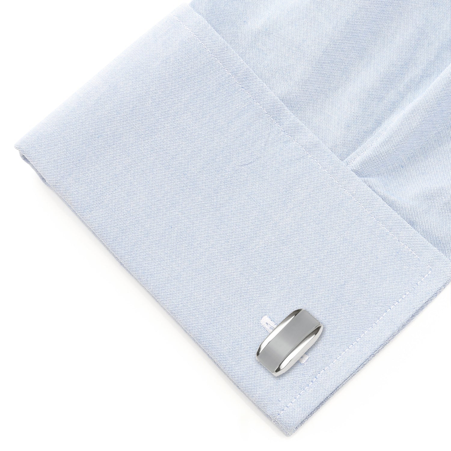 Silver Rectangular Cufflink with Gray Cats Eye - My Men's Shop