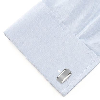 Silver Rectangular Cufflink with Gray Cats Eye - My Men's Shop