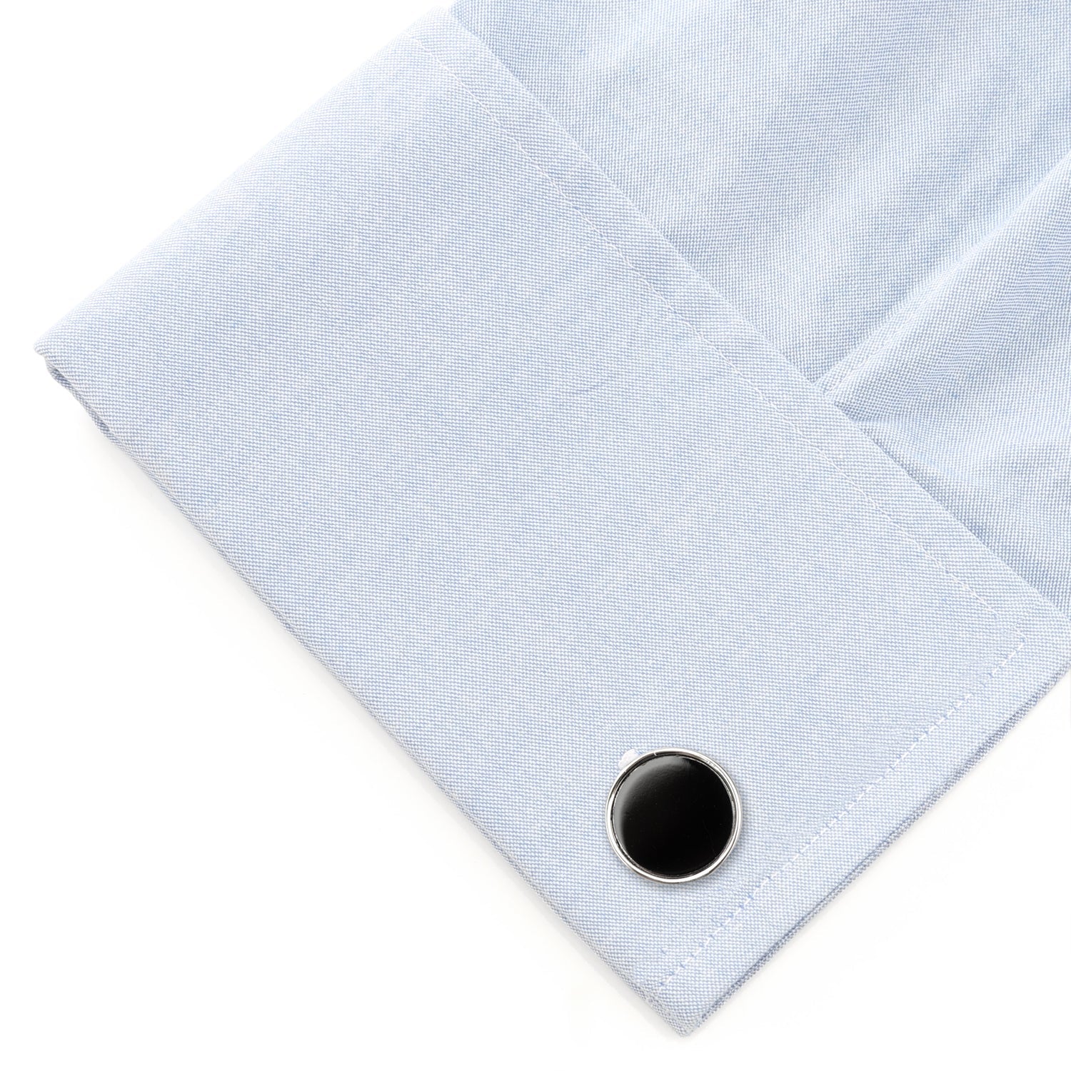 Round Silver Cufflink with Onyx Inlay - My Men's Shop