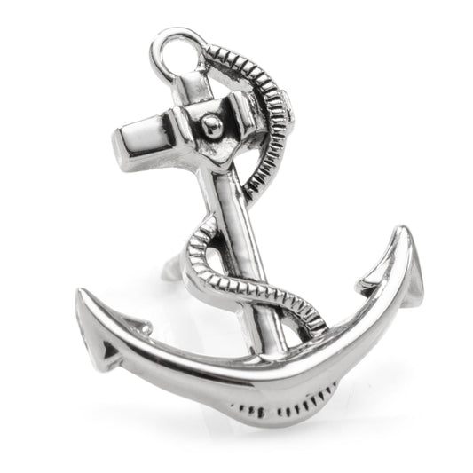 Ancla de plata de ley tridimensional, pin de solapa
