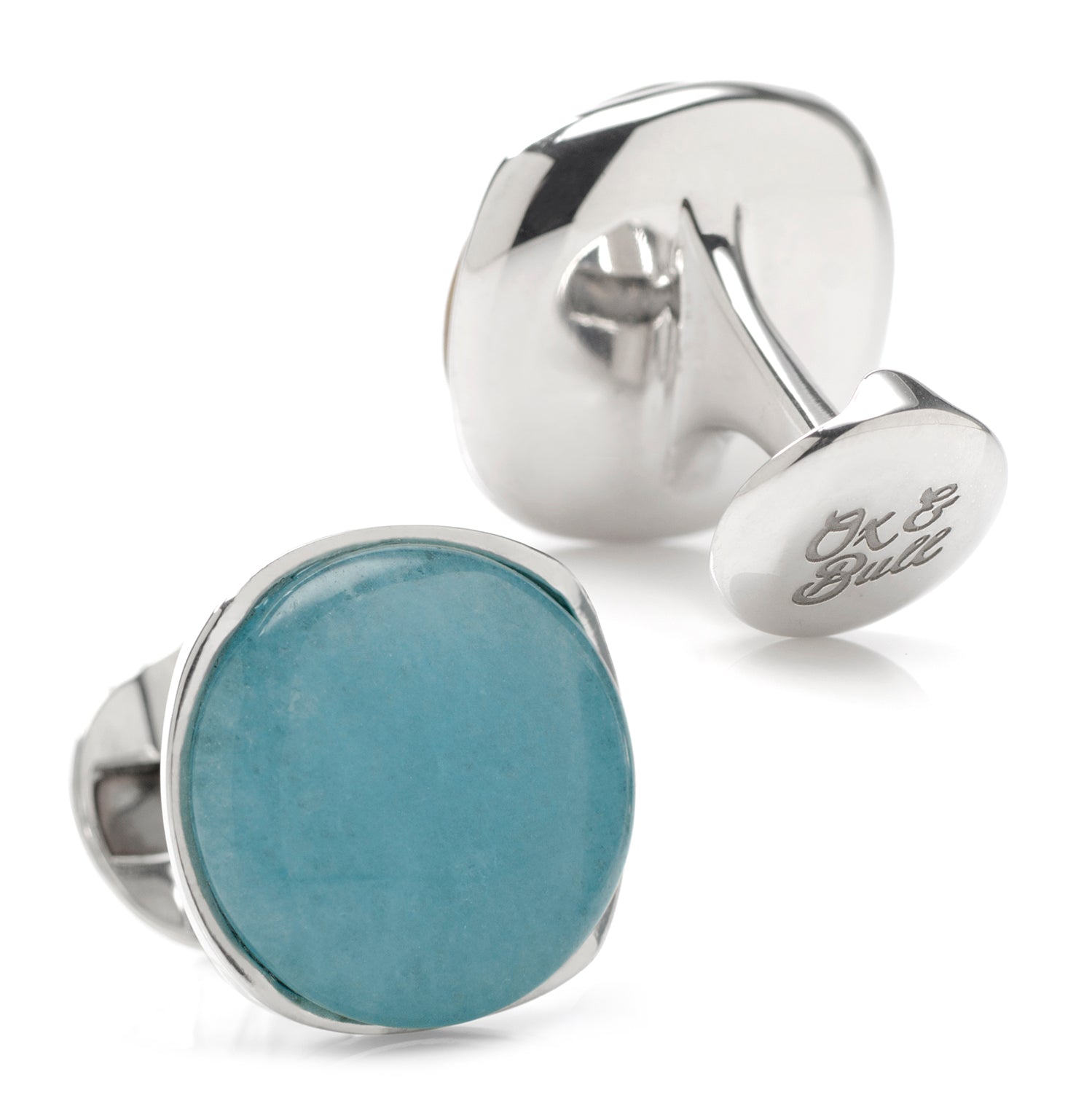 Sterling Silver Classic Formal Aquamarine Jade Cufflinks - My Men's Shop