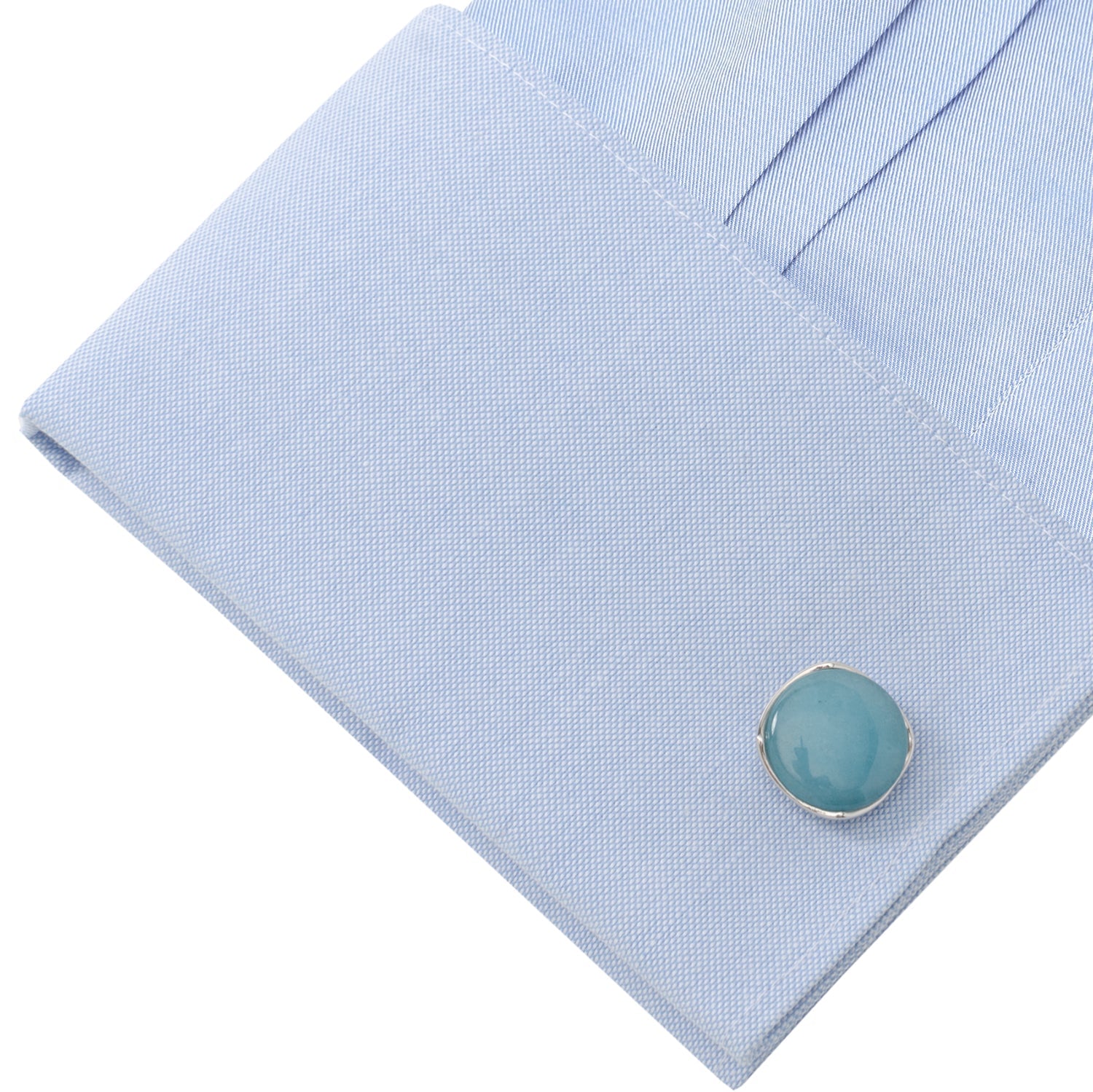 Sterling Silver Classic Formal Aquamarine Jade Cufflinks - My Men's Shop