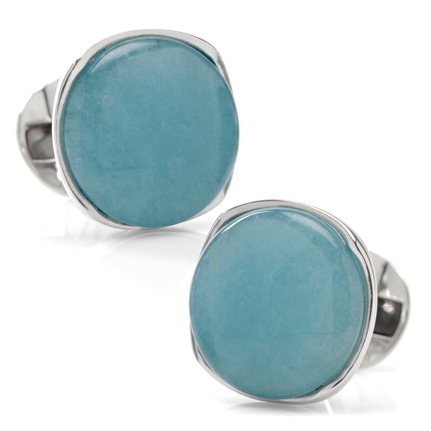 Sterling Silver Classic Formal Aquamarine Jade Cufflinks - My Men's Shop