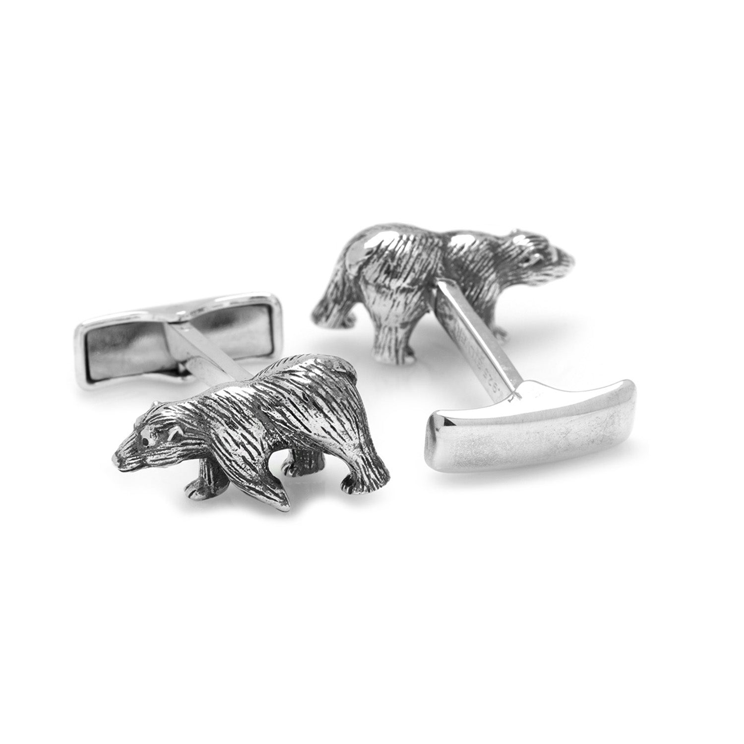 Sterling Silver Bear Cufflinks - My Men's Shop