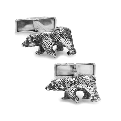 Sterling Silver Bear Cufflinks - My Men's Shop