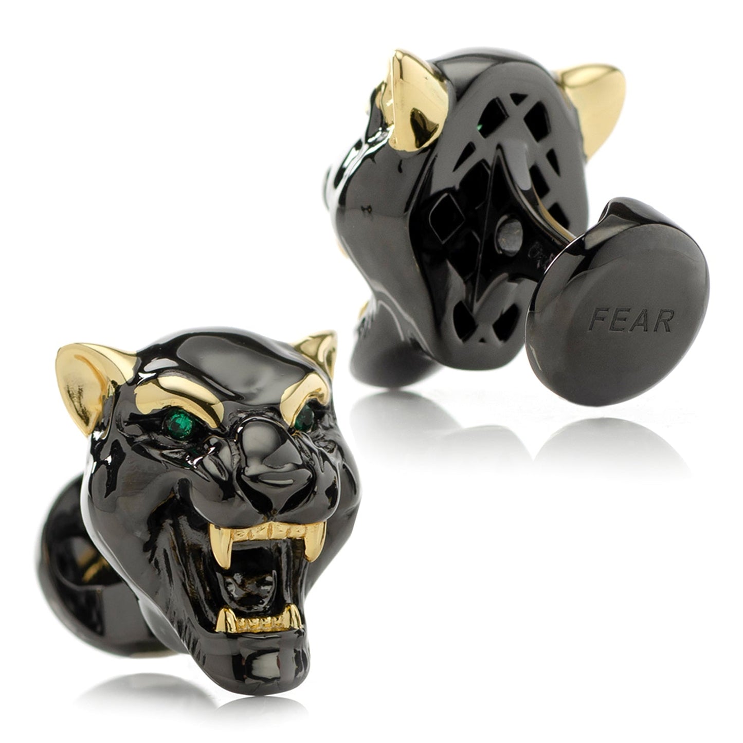Sterling Silver Black and Gold Panther Cufflinks - My Men's Shop
