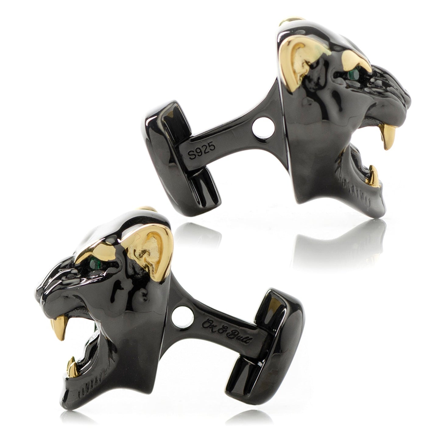 Sterling Silver Black and Gold Panther Cufflinks - My Men's Shop