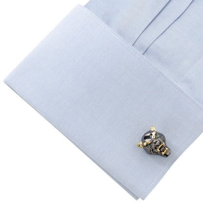 Sterling Silver Black and Gold Panther Cufflinks - My Men's Shop