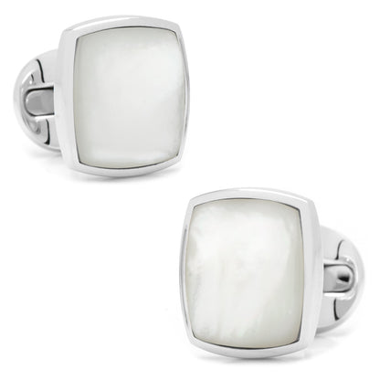 Sterling Silver Classic Cushion Mother of Pearl Cufflinks - My Men's Shop