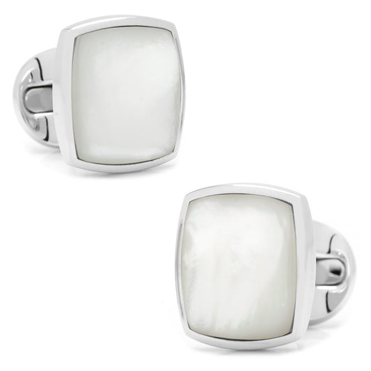 Sterling Silver Classic Cushion Mother of Pearl Cufflinks - My Men's Shop