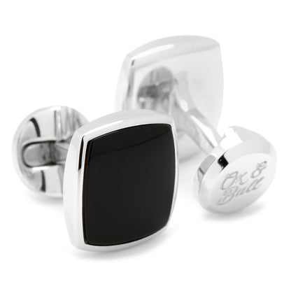 Sterling Silver Classic Cushion Onyx Cufflinks - My Men's Shop