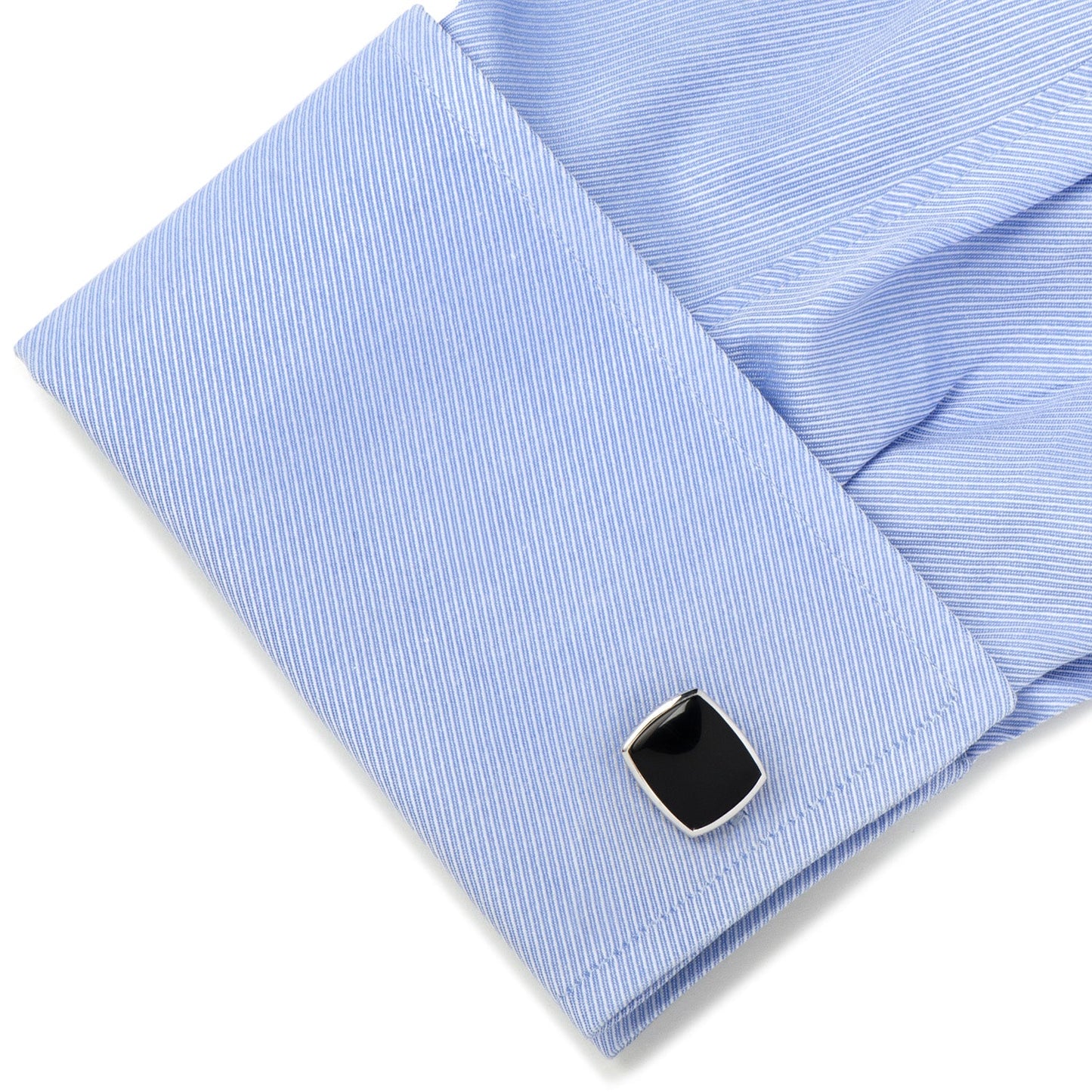 Sterling Silver Classic Cushion Onyx Cufflinks - My Men's Shop