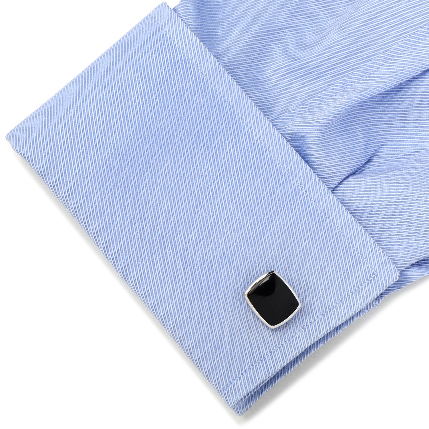 Sterling Silver Classic Cushion Onyx Cufflinks - My Men's Shop