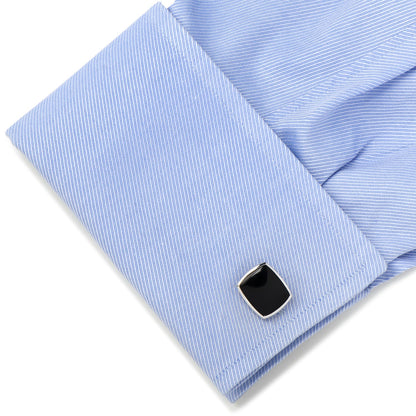 Sterling Silver Classic Cushion Onyx Cufflinks - My Men's Shop