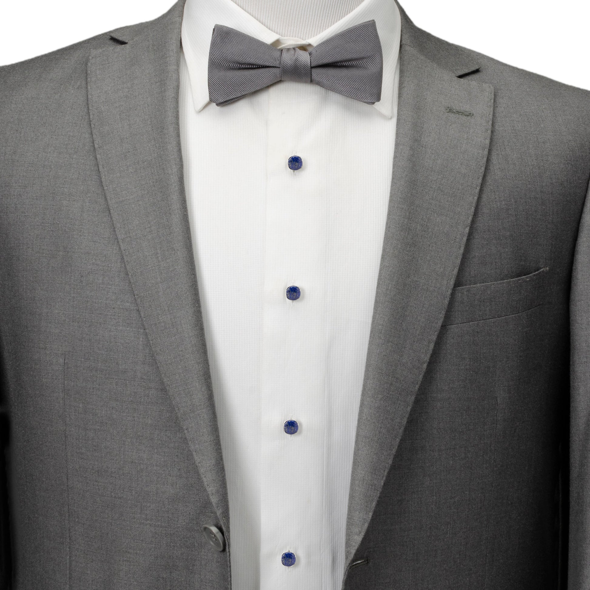 Sterling Silver Classic Formal Lapis 5-Stud Set - My Men's Shop